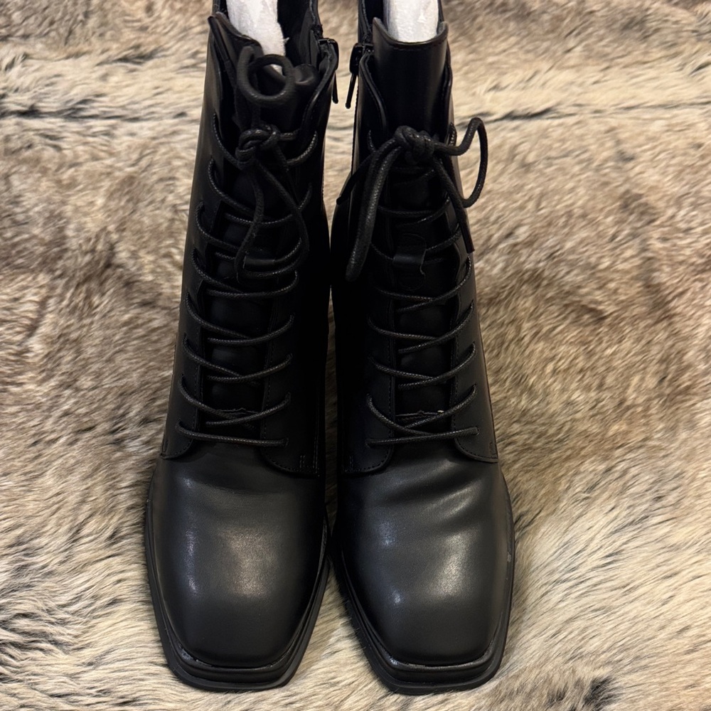 Black Lace-Up Ankle Boots